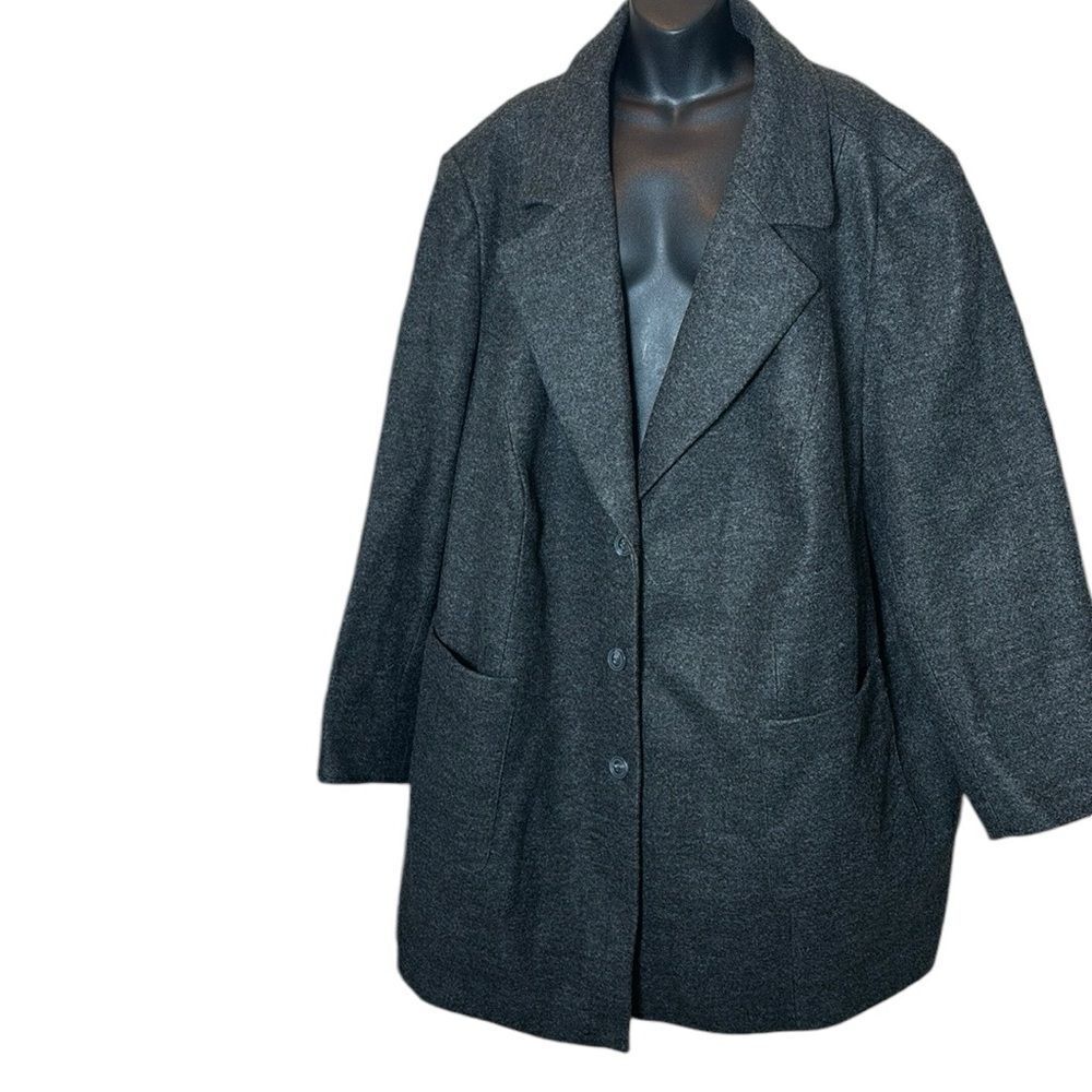 Ulla popken plus size women’s wool blend long‎ line trench pea coat grey 32/34